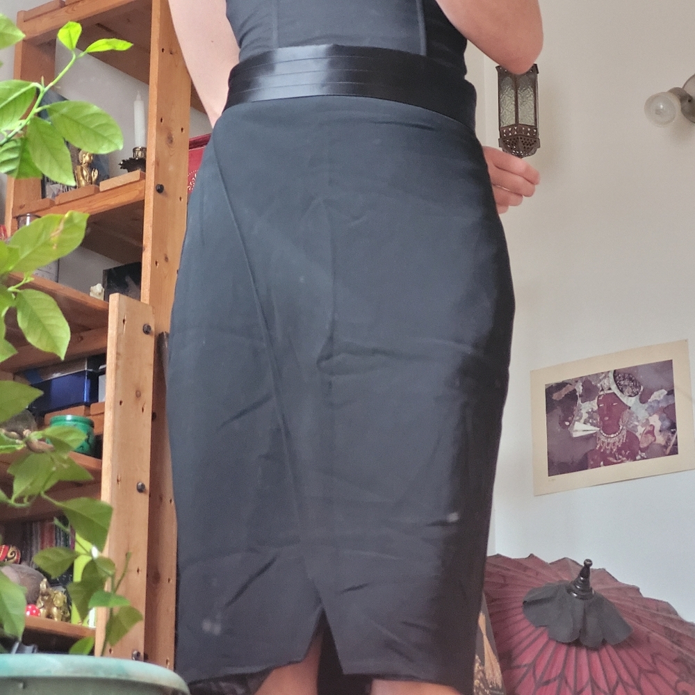 Elisabetta Franchi Elegant Black Midi Wallet Cut Skirt - Size 44 - 27"